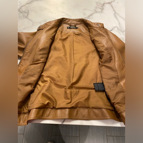 ONLY Brand faux leather biker jacket lined women’s Carmel colour - Picture 11 of 15